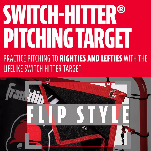 Franklin Sports Baseball Pitching Target and Rebounder Net  2in1 Switch Hitter Pitch Trainer  Pitchback Net  Pitching Target with Hitter  Strikezone Red