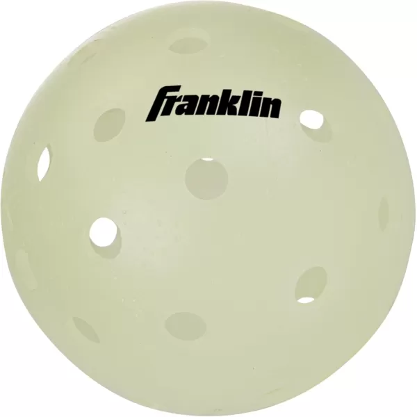 Franklin Sports Glow in The Dark Outdoor Pickleballs  Light Up Pickleball Balls for Nighttime Pickleball  Glow in The Dark Green Pickleball Balls  Charge in Indoor Light  SunlightGlow in the dark