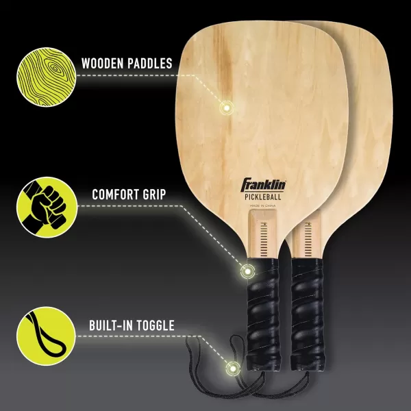 Franklin Sports Half Court Size Pickleball Net by Franklin Pickleball  Includes 10ft Net 2 Paddles and 2 X40 USA Pickleball Approved PickleballsBlack2 Paddle  2 Ball Set