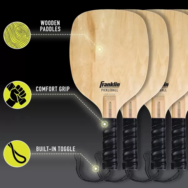 Franklin Sports Half Court Size Pickleball Net by Franklin Pickleball  Includes 10ft Net 2 Paddles and 2 X40 USA Pickleball Approved PickleballsBlack4 Paddle  6 Ball Set