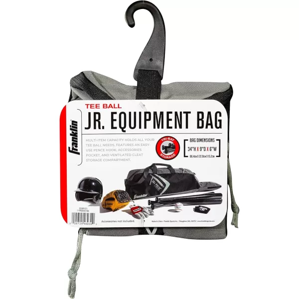 Franklin Sports JR3 Pulse Sport Equipment Bag  Tote Bag for Baseball TBall and Softball Equpiment  Holds Bat Helmet ampamp GloveBlackGray