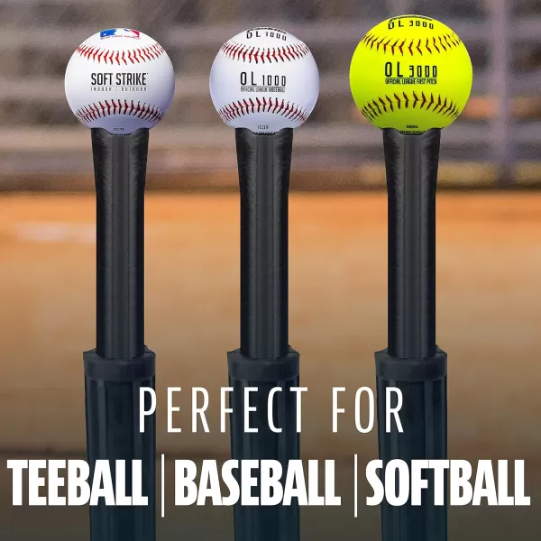 Franklin Sports Kids Baseball Batting Tee  3 Position Adjustable Youth Hitting Tee for Teeball Baseball  Softball  Durable Rubber Batting Tee  Black