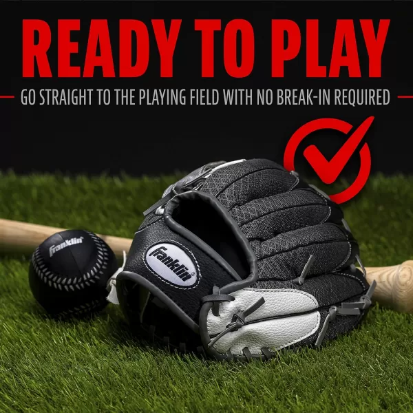 Franklin Sports Kids Baseball Glove  Ball Sets  Meshtek Youth Teeball Gloves for Kids  Toddlers  Left  Right Hand Throw Mitts  Glove Sets with Foam Balls  Boys  Girls Gloves  95quot InchBlackGraphiteWhite