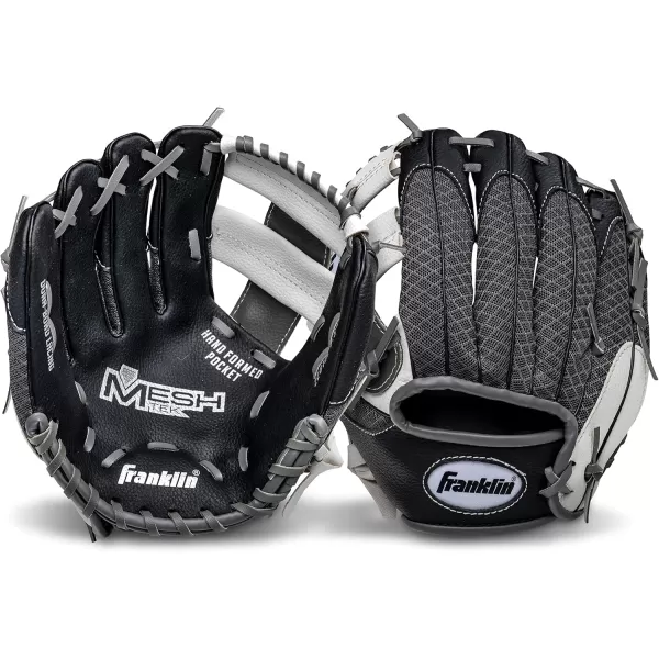 Franklin Sports Kids Baseball Glove  Ball Sets  Meshtek Youth Teeball Gloves for Kids  Toddlers  Left  Right Hand Throw Mitts  Glove Sets with Foam Balls  Boys  Girls Gloves  95quot InchBlackGraphiteWhite