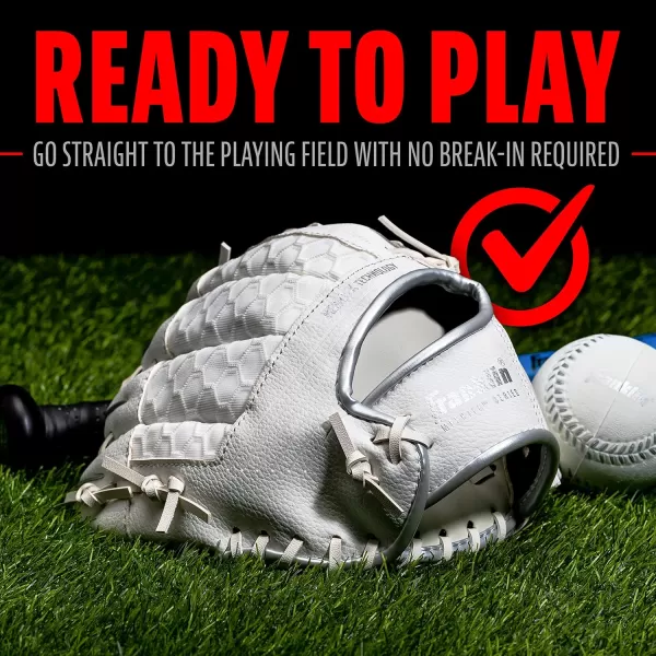 Franklin Sports Kids Baseball Glove  Ball Sets  Meshtek Youth Teeball Gloves for Kids  Toddlers  Left  Right Hand Throw Mitts  Glove Sets with Foam Balls  Boys  Girls Gloves  95quot InchWhite