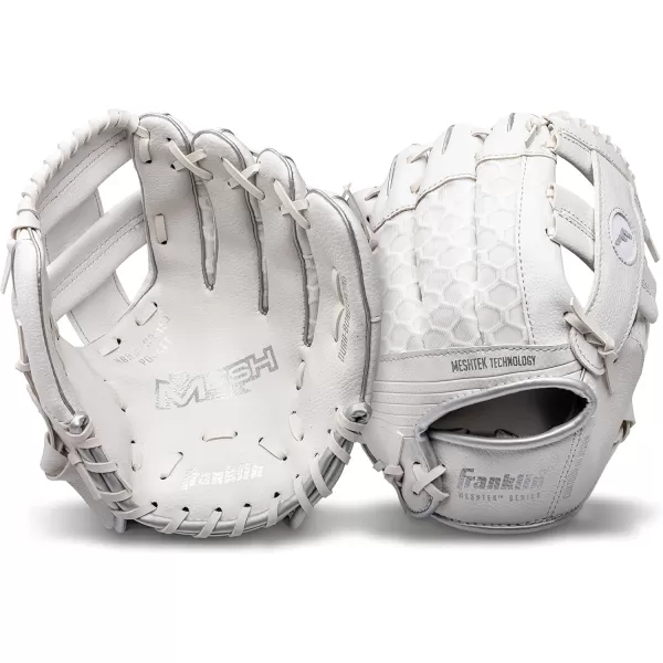 Franklin Sports Kids Baseball Glove  Ball Sets  Meshtek Youth Teeball Gloves for Kids  Toddlers  Left  Right Hand Throw Mitts  Glove Sets with Foam Balls  Boys  Girls Gloves  95quot InchWhite