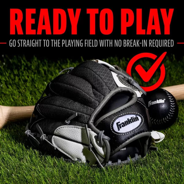 Franklin Sports Kids Baseball Glove  Ball Sets  Meshtek Youth Teeball Gloves for Kids  Toddlers  Left  Right Hand Throw Mitts  Glove Sets with Foam Balls  Boys  Girls Gloves  95quot InchBlackGraphiteWhite