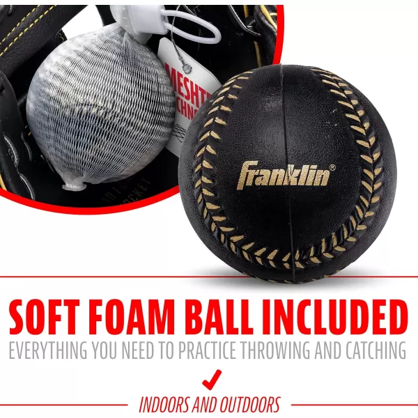Franklin Sports Kids Baseball Glove  Ball Sets  Meshtek Youth Teeball Gloves for Kids  Toddlers  Left  Right Hand Throw Mitts  Glove Sets with Foam Balls  Boys  Girls Gloves  95quot InchBlackGold