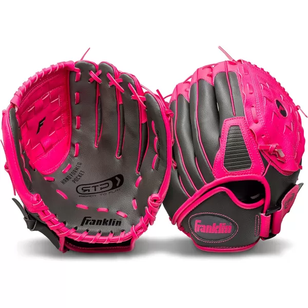 Franklin Sports Kids Baseball Gloves  RTP Childs Tee Ball Glove  Ball Set  Boys  Girls Tee Ball Mitt  Kid  Toddler  Right Hand Throw  Pink  105quot