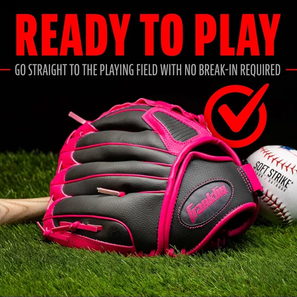 Franklin Sports Kids Baseball Gloves  RTP Childs Tee Ball Glove  Ball Set  Boys  Girls Tee Ball Mitt  Kid  Toddler  Right Hand Throw  Pink  105quot