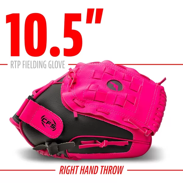 Franklin Sports Kids Baseball Gloves  RTP Childs Tee Ball Glove  Ball Set  Boys  Girls Tee Ball Mitt  Kid  Toddler  Right Hand Throw  Pink  105quot