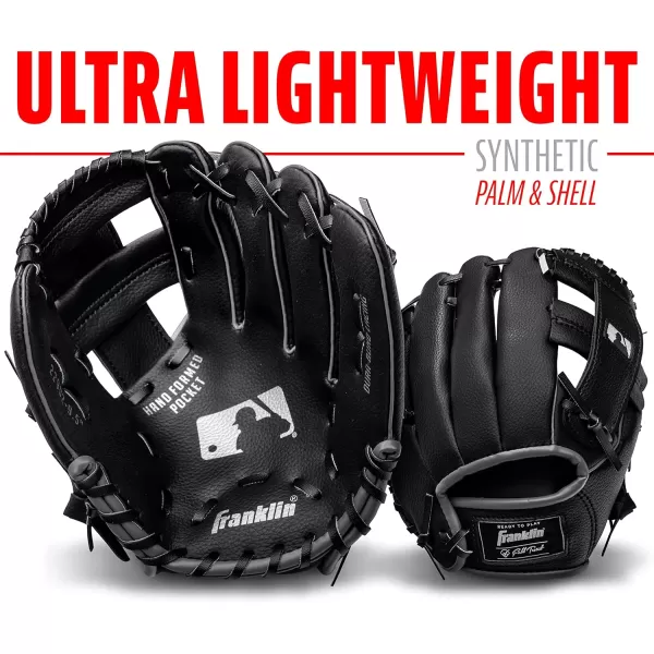 Franklin Sports Kids Baseball Gloves  RTP Youth Teeball Glove  Ball Set  Boys  Girls Teeball Mitt Set  Kids  Toddlers  95quotBlackSilver