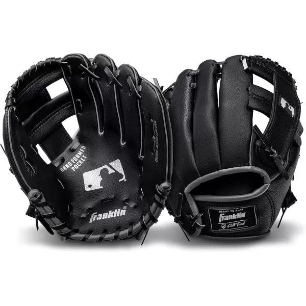 Franklin Sports Kids Baseball Gloves  RTP Youth Teeball Glove  Ball Set  Boys  Girls Teeball Mitt Set  Kids  Toddlers  95quotBlackSilver