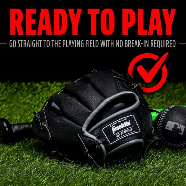 Franklin Sports Kids Baseball Gloves  RTP Youth Teeball Glove  Ball Set  Boys  Girls Teeball Mitt Set  Kids  Toddlers  95quotBlackSilver