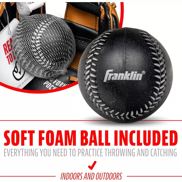 Franklin Sports Kids Baseball Gloves  RTP Youth Teeball Glove  Ball Set  Boys  Girls Teeball Mitt Set  Kids  Toddlers  95quotBlackTan