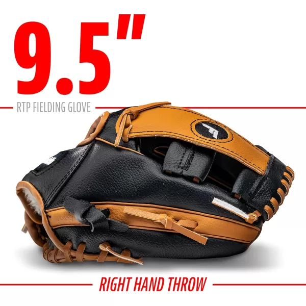 Franklin Sports Kids Baseball Gloves  RTP Youth Teeball Glove  Ball Set  Boys  Girls Teeball Mitt Set  Kids  Toddlers  95quotBlackTan