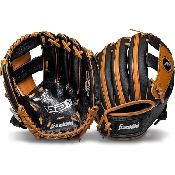 Franklin Sports Kids Baseball Gloves  RTP Youth Teeball Glove  Ball Set  Boys  Girls Teeball Mitt Set  Kids  Toddlers  95quotBlackTan