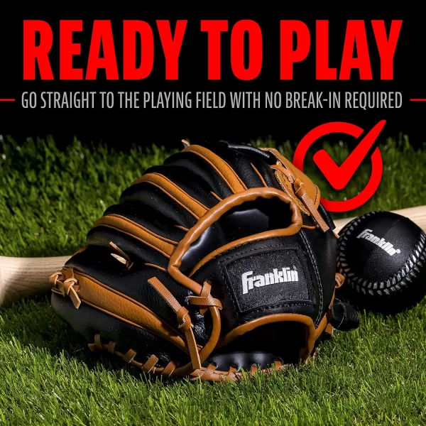 Franklin Sports Kids Baseball Gloves  RTP Youth Teeball Glove  Ball Set  Boys  Girls Teeball Mitt Set  Kids  Toddlers  95quotBlackTan