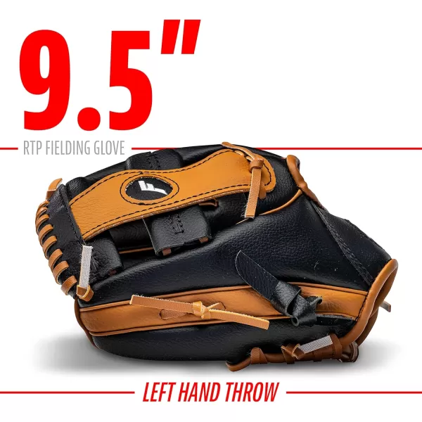 Franklin Sports Kids Baseball Gloves  RTP Youth Teeball Glove  Ball Set  Boys  Girls Teeball Mitt Set  Kids  Toddlers  95quotBlackTan