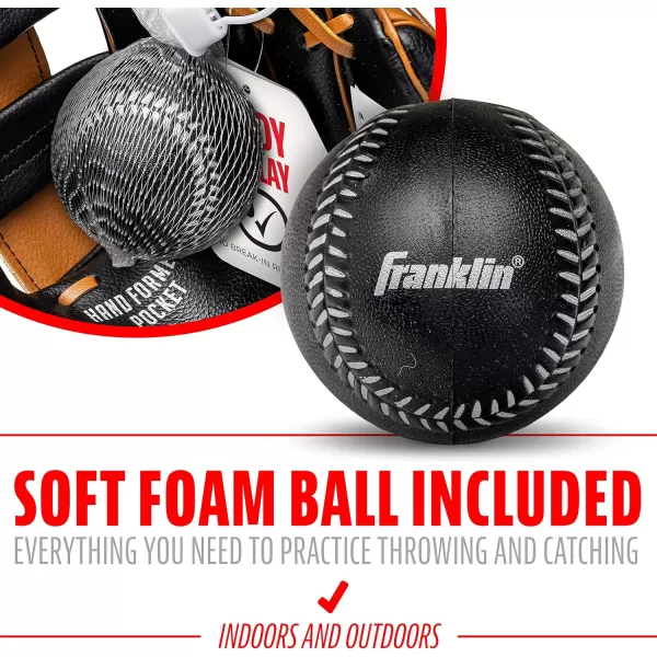 Franklin Sports Kids Baseball Gloves  RTP Youth Teeball Glove  Ball Set  Boys  Girls Teeball Mitt Set  Kids  Toddlers  95quotBlackTan