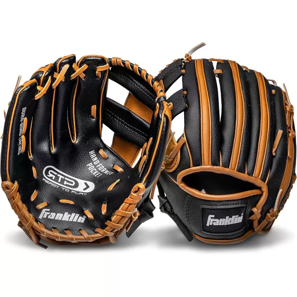 Franklin Sports Kids Baseball Gloves  RTP Youth Teeball Glove  Ball Set  Boys  Girls Teeball Mitt Set  Kids  Toddlers  95quotBlackTan