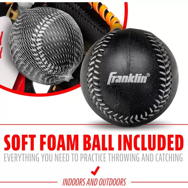 Franklin Sports Kids Baseball Gloves  RTP Youth Teeball Glove  Ball Set  Boys  Girls Teeball Mitt Set  Kids  Toddlers  95quotBlackWhite
