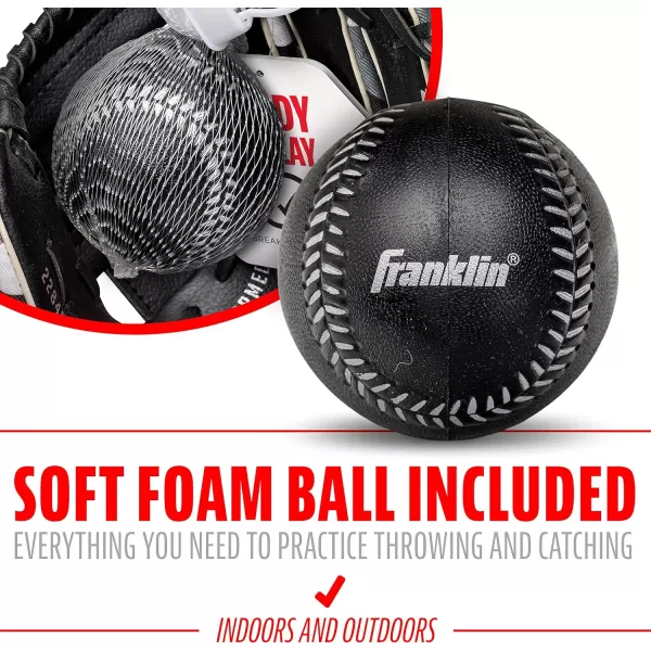 Franklin Sports Kids Baseball Gloves  RTP Youth Teeball Glove  Ball Set  Boys  Girls Teeball Mitt Set  Kids  Toddlers  95quotBlackWhite