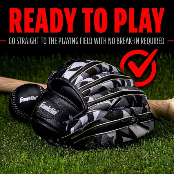 Franklin Sports Kids Baseball Gloves  RTP Youth Teeball Glove  Ball Set  Boys  Girls Teeball Mitt Set  Kids  Toddlers  95quotBlackWhite