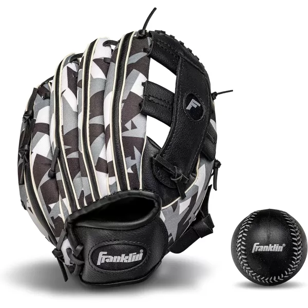 Franklin Sports Kids Baseball Gloves  RTP Youth Teeball Glove  Ball Set  Boys  Girls Teeball Mitt Set  Kids  Toddlers  95quotBlackWhite