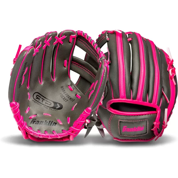 Franklin Sports Kids Baseball Gloves  RTP Youth Teeball Glove  Ball Set  Boys  Girls Teeball Mitt Set  Kids  Toddlers  95quotGraphitePink