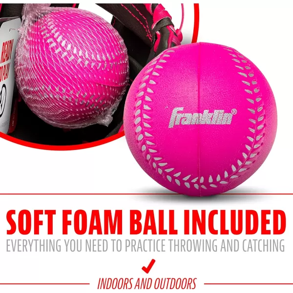 Franklin Sports Kids Baseball Gloves  RTP Youth Teeball Glove  Ball Set  Boys  Girls Teeball Mitt Set  Kids  Toddlers  95quotGraphitePink