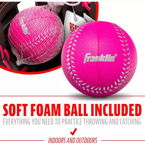 Franklin Sports Kids Baseball Gloves  RTP Youth Teeball Glove  Ball Set  Boys  Girls Teeball Mitt Set  Kids  Toddlers  95quotGraphitePink