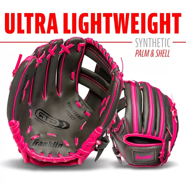 Franklin Sports Kids Baseball Gloves  RTP Youth Teeball Glove  Ball Set  Boys  Girls Teeball Mitt Set  Kids  Toddlers  95quotGraphitePink