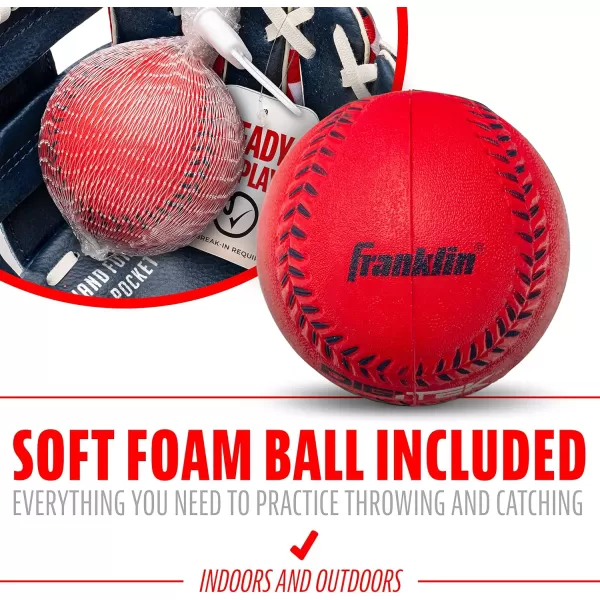 Franklin Sports Kids Baseball Gloves  RTP Youth Teeball Glove  Ball Set  Boys  Girls Teeball Mitt Set  Kids  Toddlers  95quotNavyRed
