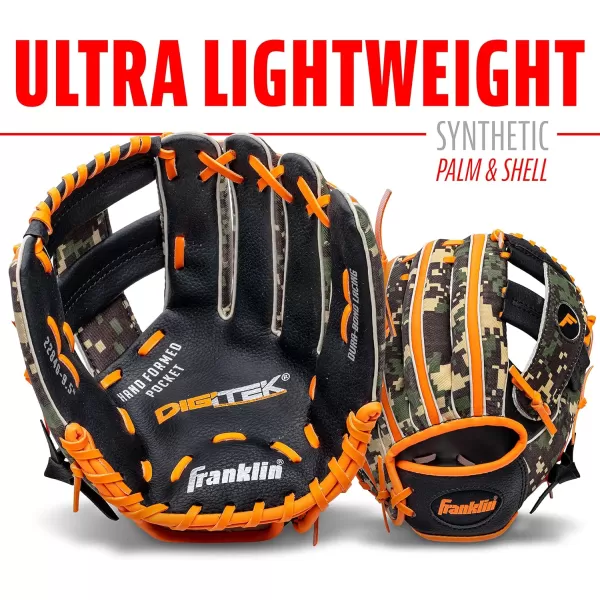 Franklin Sports Kids Baseball Gloves  RTP Youth Teeball Glove  Ball Set  Boys  Girls Teeball Mitt Set  Kids  Toddlers  95quotOrange
