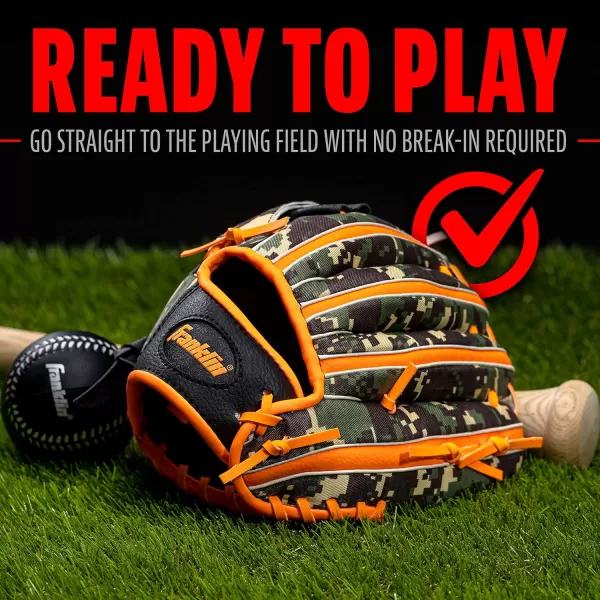 Franklin Sports Kids Baseball Gloves  RTP Youth Teeball Glove  Ball Set  Boys  Girls Teeball Mitt Set  Kids  Toddlers  95quotOrange