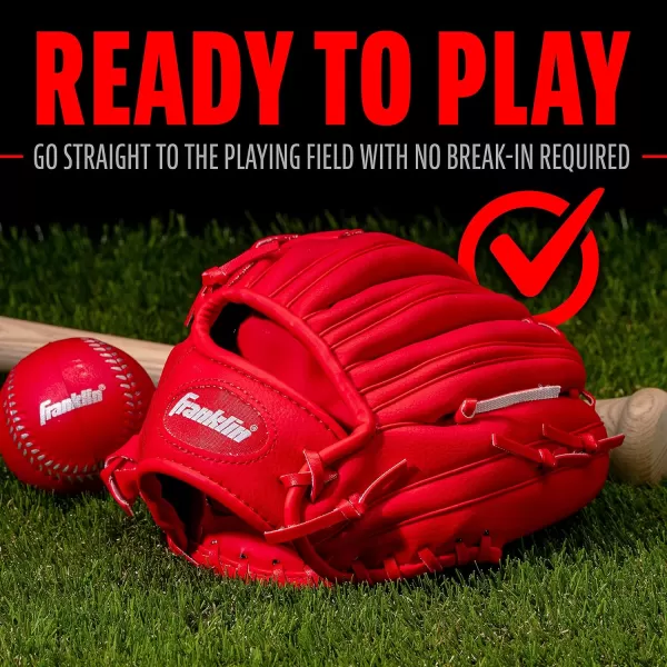 Franklin Sports Kids Baseball Gloves  RTP Youth Teeball Glove  Ball Set  Boys  Girls Teeball Mitt Set  Kids  Toddlers  95quotRed