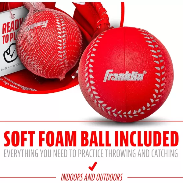 Franklin Sports Kids Baseball Gloves  RTP Youth Teeball Glove  Ball Set  Boys  Girls Teeball Mitt Set  Kids  Toddlers  95quotRed
