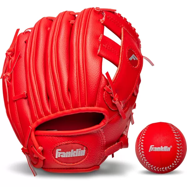 Franklin Sports Kids Baseball Gloves  RTP Youth Teeball Glove  Ball Set  Boys  Girls Teeball Mitt Set  Kids  Toddlers  95quotRed