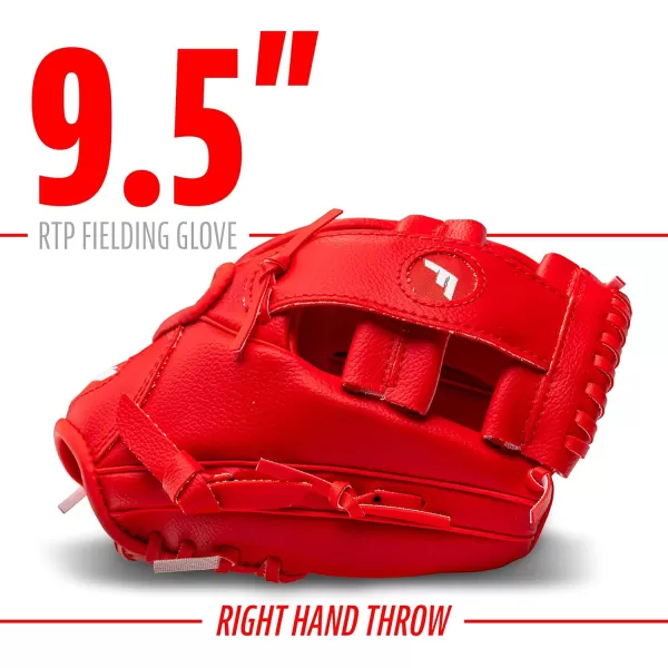 Franklin Sports Kids Baseball Gloves  RTP Youth Teeball Glove  Ball Set  Boys  Girls Teeball Mitt Set  Kids  Toddlers  95quotRed
