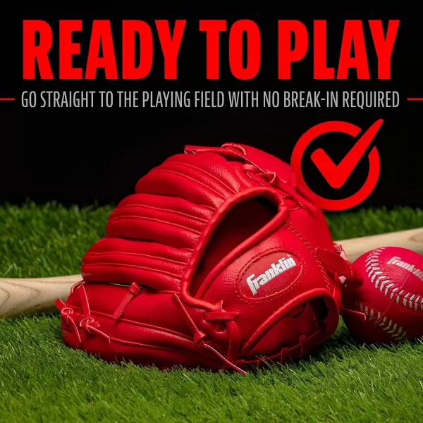 Franklin Sports Kids Baseball Gloves  RTP Youth Teeball Glove  Ball Set  Boys  Girls Teeball Mitt Set  Kids  Toddlers  95quotRed