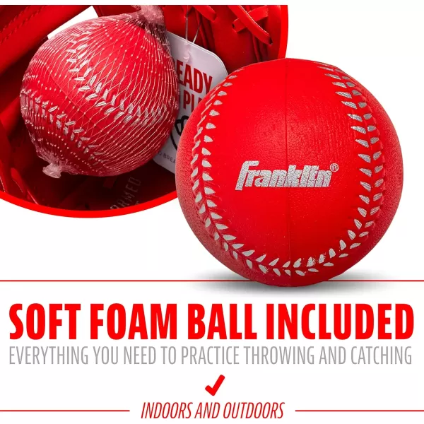 Franklin Sports Kids Baseball Gloves  RTP Youth Teeball Glove  Ball Set  Boys  Girls Teeball Mitt Set  Kids  Toddlers  95quotRed