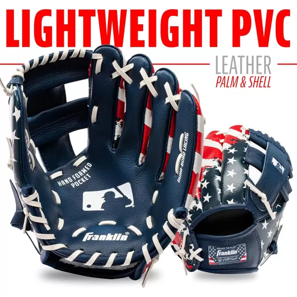 Franklin Sports Kids Baseball Gloves  RTP Youth Teeball Glove  Ball Set  Boys  Girls Teeball Mitt Set  Kids  Toddlers  95quotRedWhiteBlue