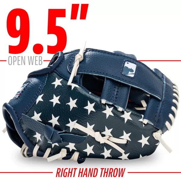 Franklin Sports Kids Baseball Gloves  RTP Youth Teeball Glove  Ball Set  Boys  Girls Teeball Mitt Set  Kids  Toddlers  95quotRedWhiteBlue