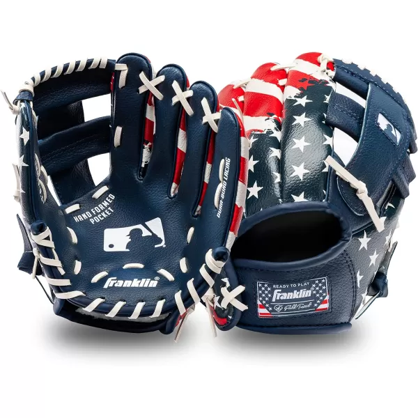Franklin Sports Kids Baseball Gloves  RTP Youth Teeball Glove  Ball Set  Boys  Girls Teeball Mitt Set  Kids  Toddlers  95quotRedWhiteBlue