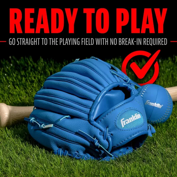 Franklin Sports Kids Baseball Gloves  RTP Youth Teeball Glove  Ball Set  Boys  Girls Teeball Mitt Set  Kids  Toddlers  95quotRoyal