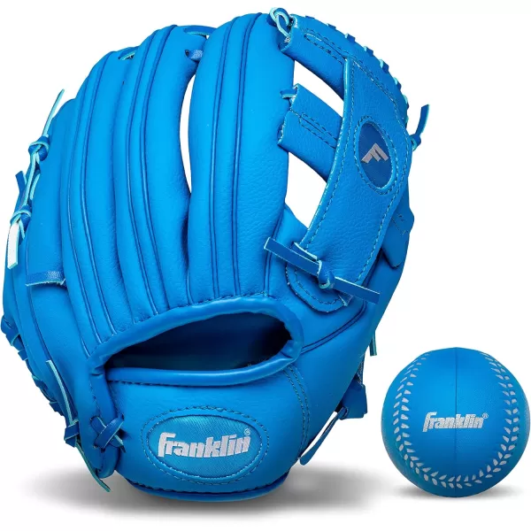 Franklin Sports Kids Baseball Gloves  RTP Youth Teeball Glove  Ball Set  Boys  Girls Teeball Mitt Set  Kids  Toddlers  95quotRoyal