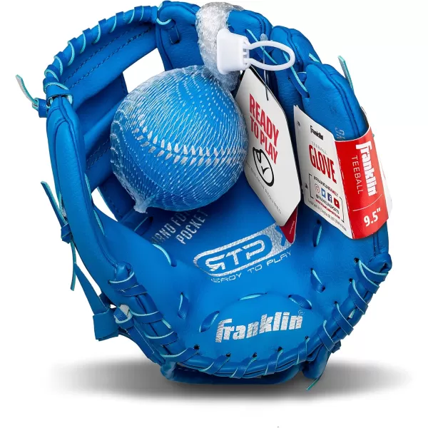 Franklin Sports Kids Baseball Gloves  RTP Youth Teeball Glove  Ball Set  Boys  Girls Teeball Mitt Set  Kids  Toddlers  95quotRoyal