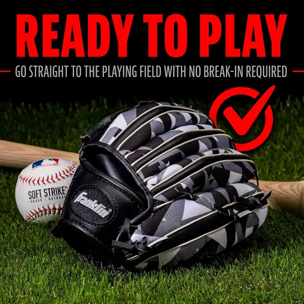 Franklin Sports Kids Baseball  Tball Glove  RTP Youth Baseball Glove  Boys  Girls Teeball Youth Baseball GloveBlackWhite