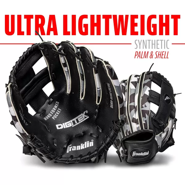 Franklin Sports Kids Baseball  Tball Glove  RTP Youth Baseball Glove  Boys  Girls Teeball Youth Baseball GloveBlackWhite